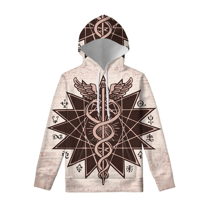 Caduceus Symbol Print Pullover Hoodie