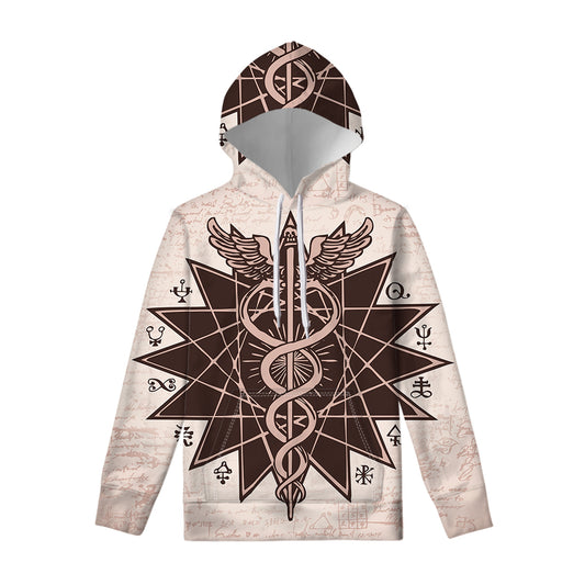 Caduceus Symbol Print Pullover Hoodie