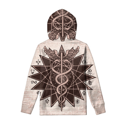 Caduceus Symbol Print Pullover Hoodie