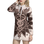 Caduceus Symbol Print Pullover Hoodie Dress