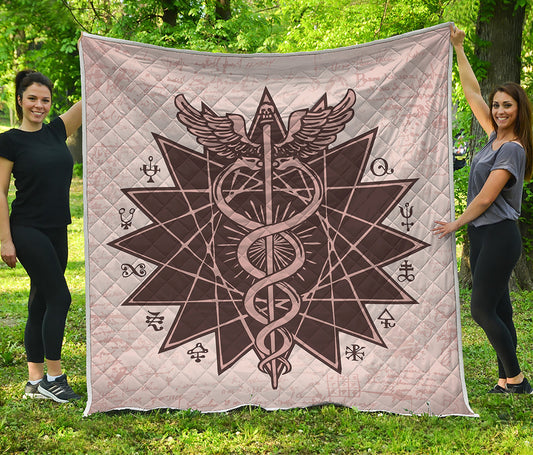 Caduceus Symbol Print Quilt