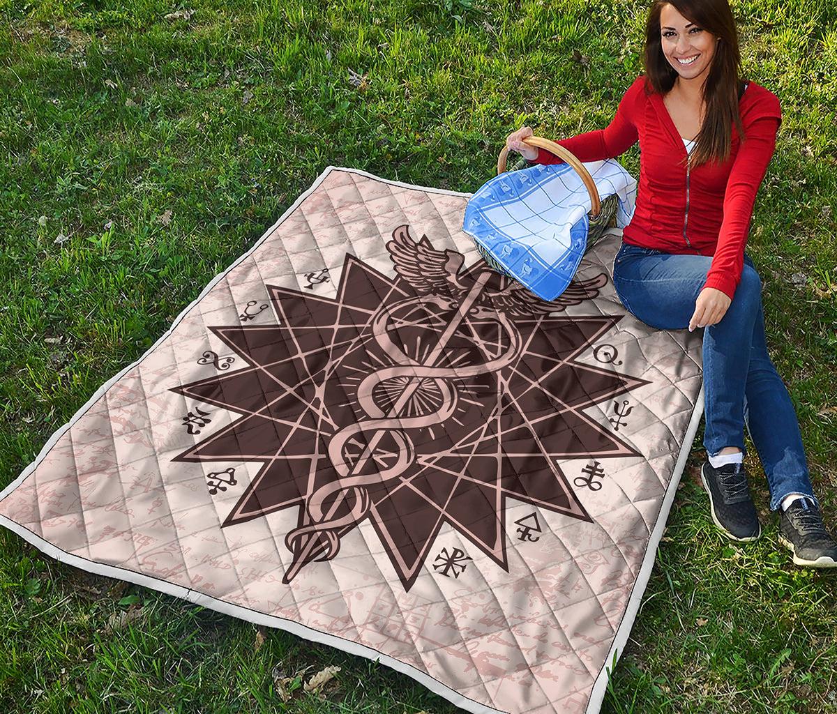 Caduceus Symbol Print Quilt