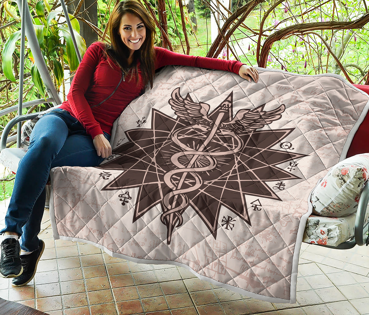 Caduceus Symbol Print Quilt