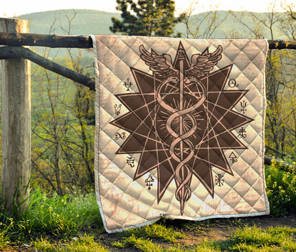 Caduceus Symbol Print Quilt