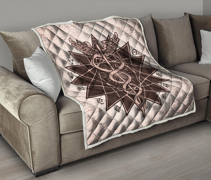 Caduceus Symbol Print Quilt