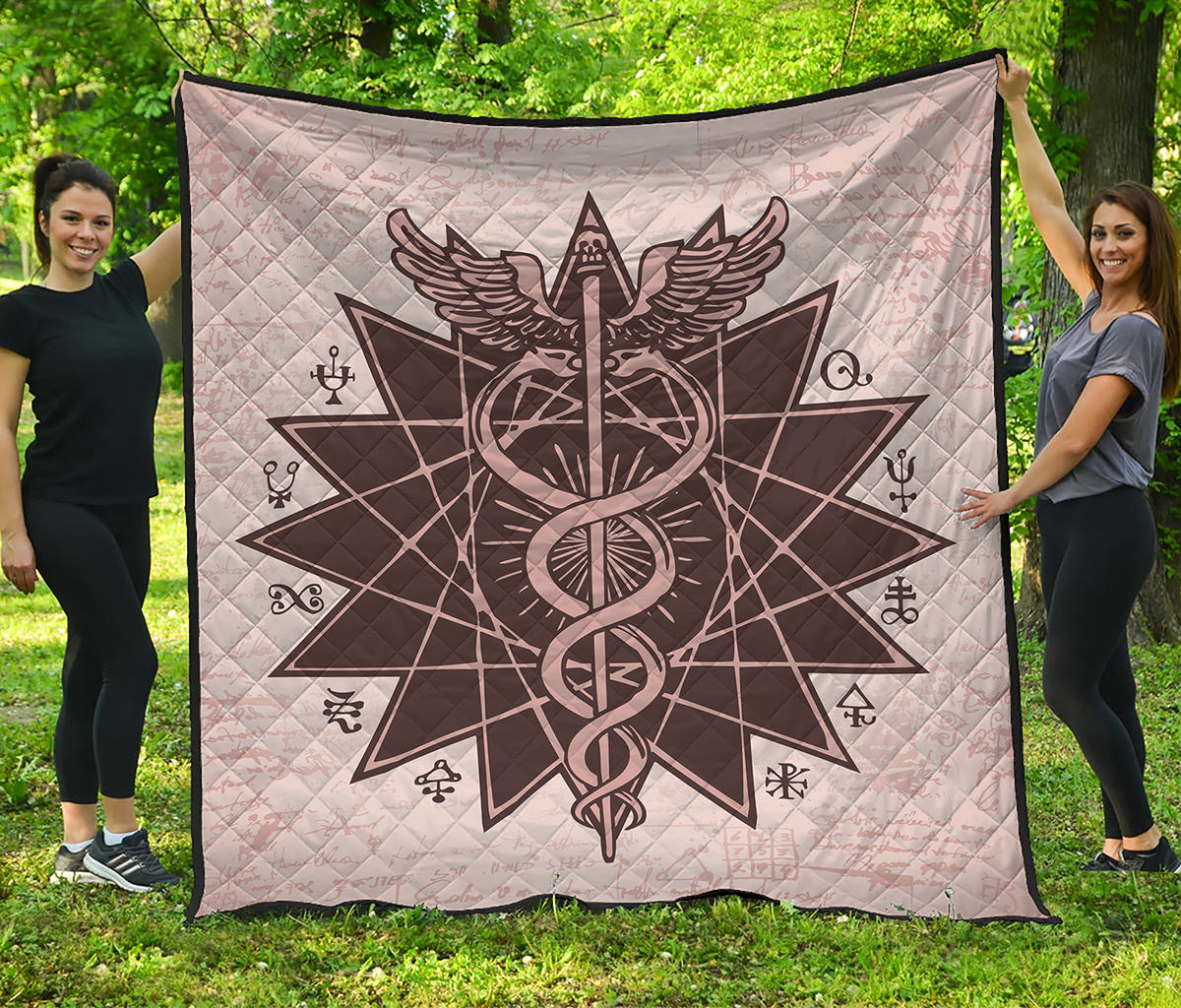 Caduceus Symbol Print Quilt