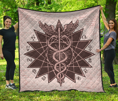 Caduceus Symbol Print Quilt