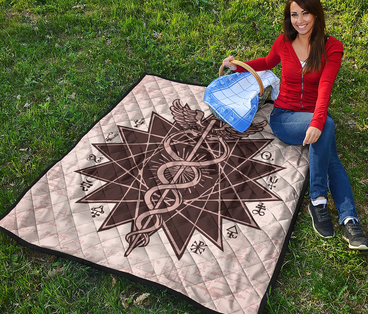 Caduceus Symbol Print Quilt