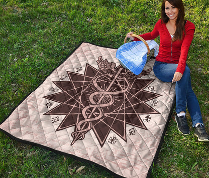 Caduceus Symbol Print Quilt