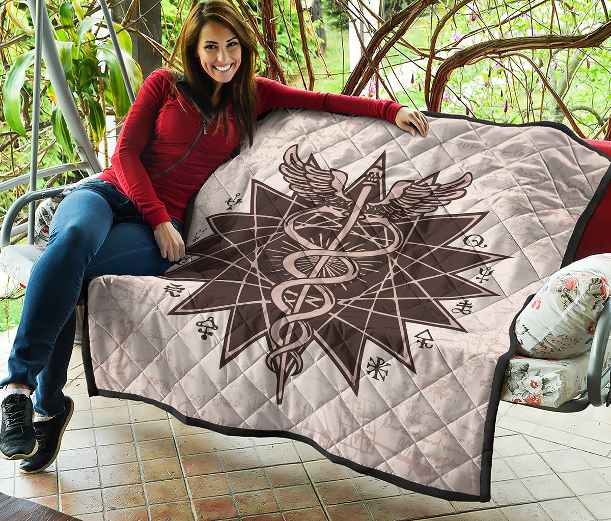 Caduceus Symbol Print Quilt