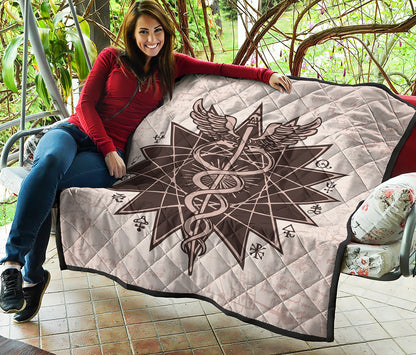 Caduceus Symbol Print Quilt