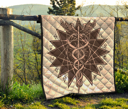 Caduceus Symbol Print Quilt
