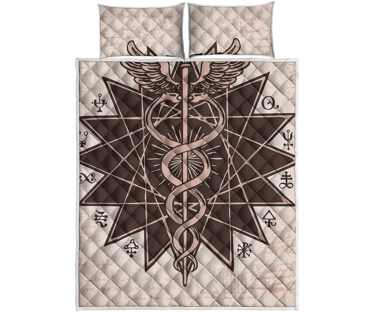 Caduceus Symbol Print Quilt Bed Set