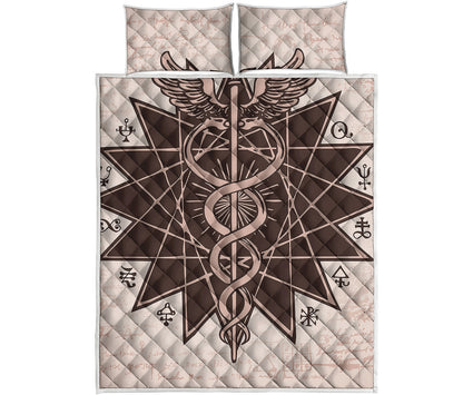 Caduceus Symbol Print Quilt Bed Set