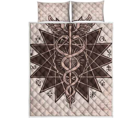 Caduceus Symbol Print Quilt Bed Set