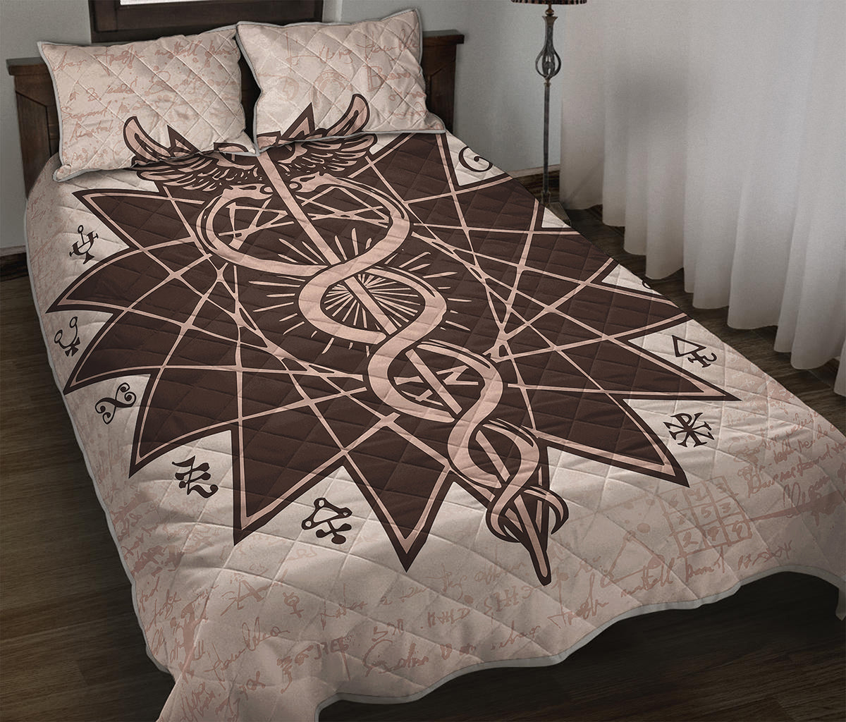 Caduceus Symbol Print Quilt Bed Set