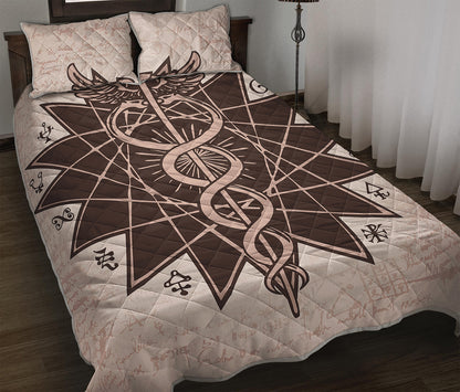 Caduceus Symbol Print Quilt Bed Set