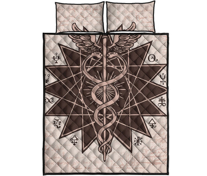 Caduceus Symbol Print Quilt Bed Set