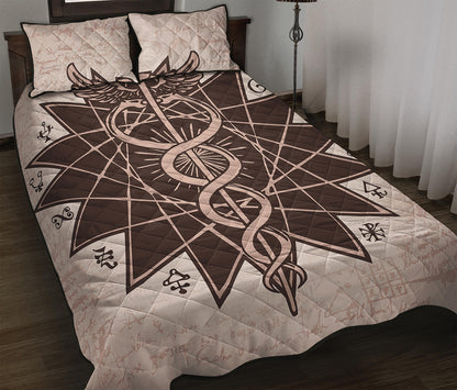 Caduceus Symbol Print Quilt Bed Set