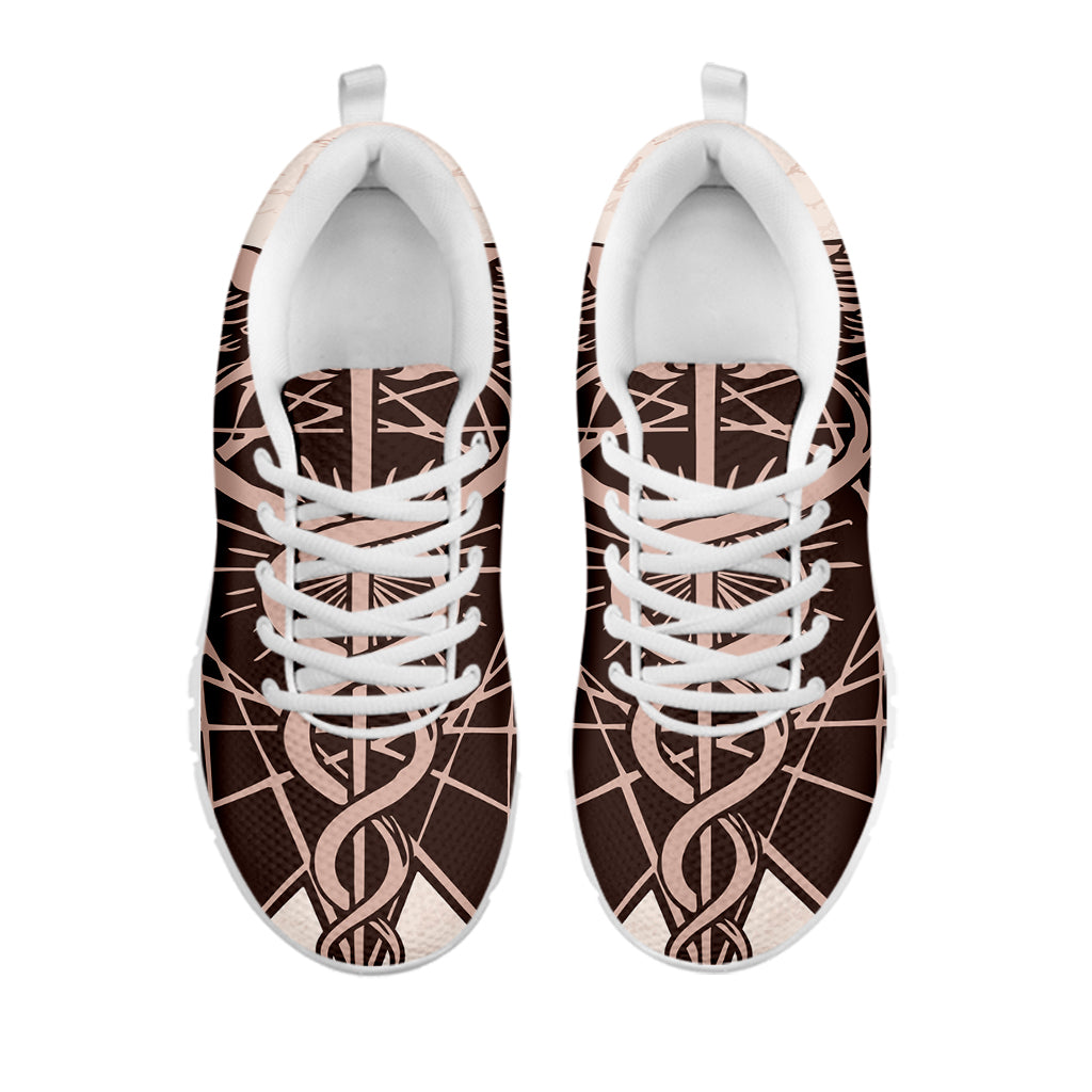Caduceus Symbol Print White Sneakers