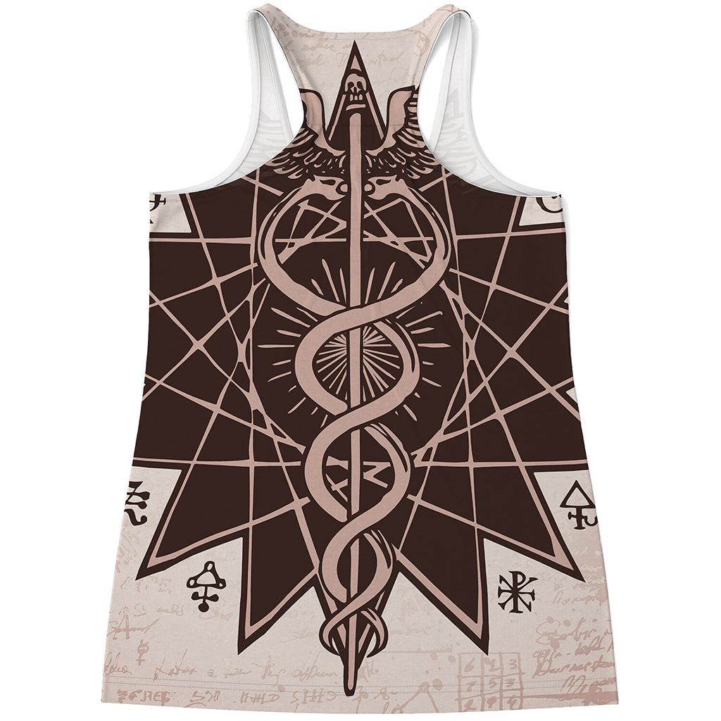 Caduceus Symbol Print Women's Racerback Tank Top