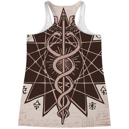 Caduceus Symbol Print Women's Racerback Tank Top