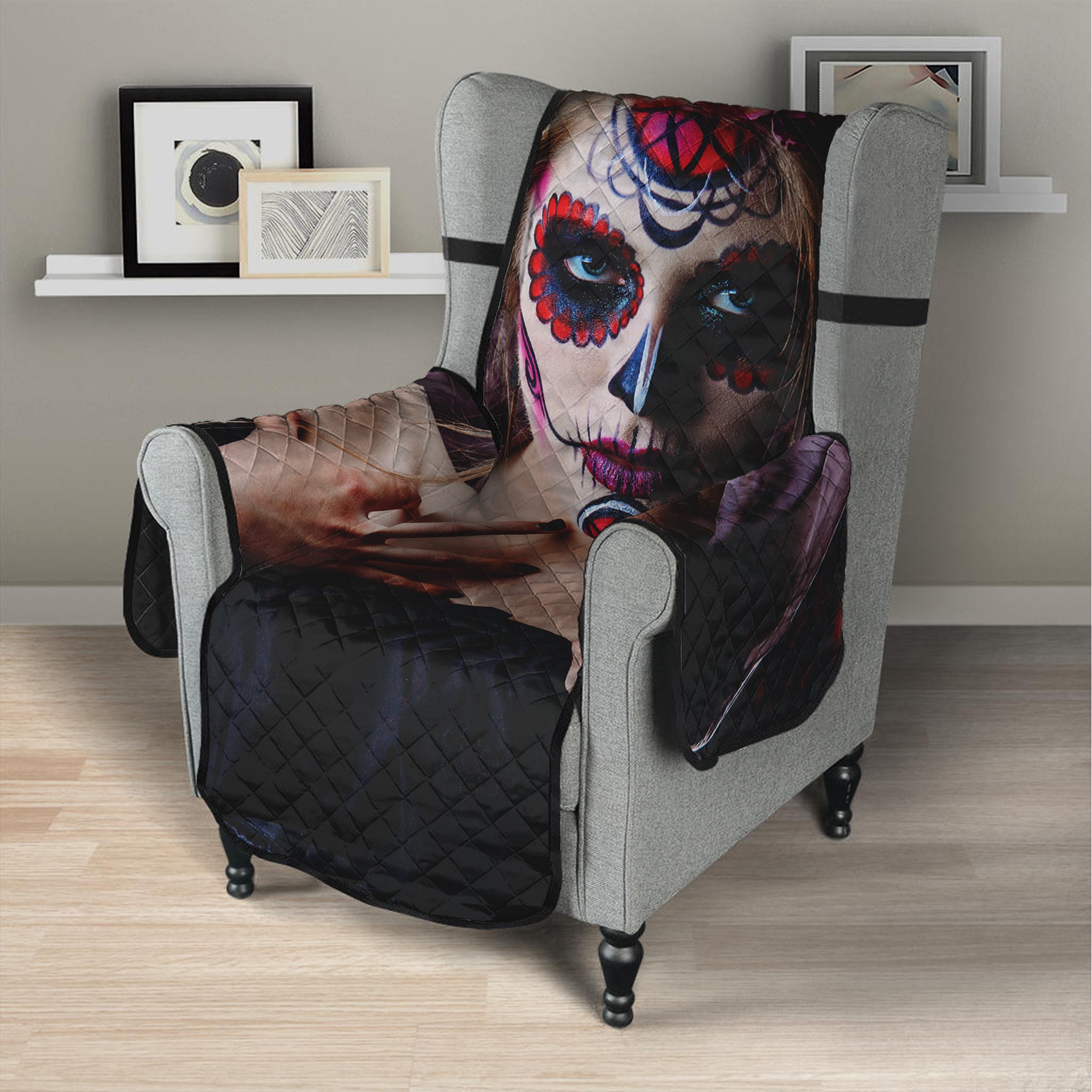 Calavera Girl Day of The Dead Print Armchair Protector