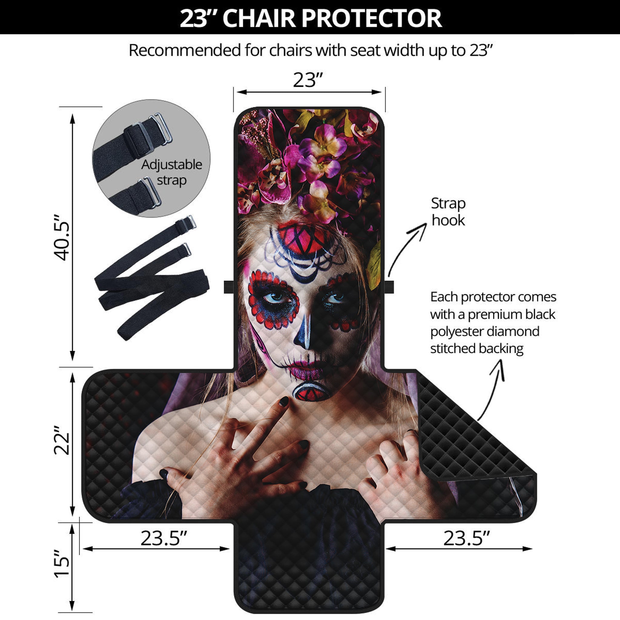 Calavera Girl Day of The Dead Print Armchair Protector