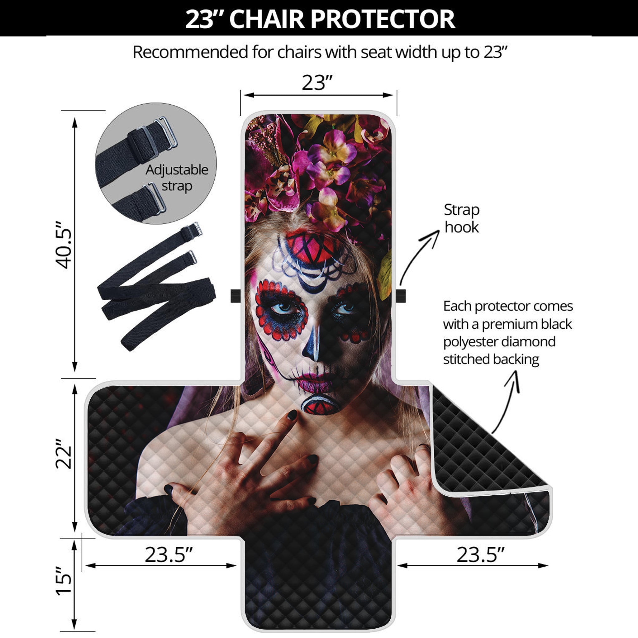 Calavera Girl Day of The Dead Print Armchair Protector