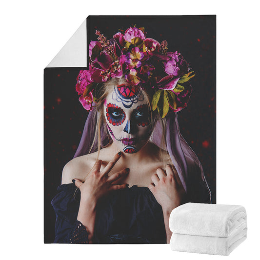 Calavera Girl Day of The Dead Print Blanket