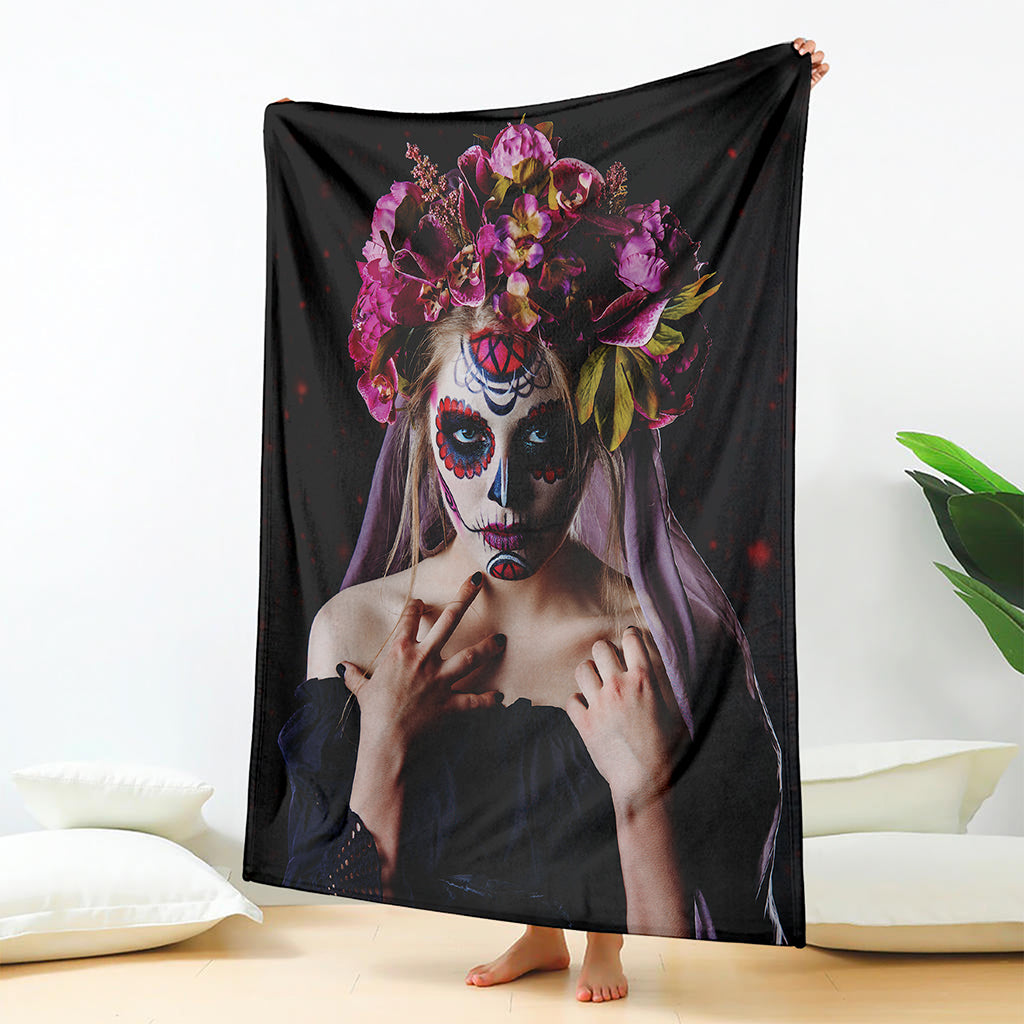 Calavera Girl Day of The Dead Print Blanket