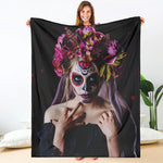 Calavera Girl Day of The Dead Print Blanket