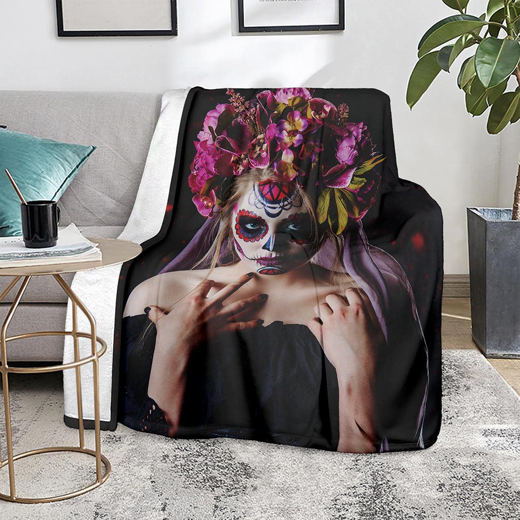 Calavera Girl Day of The Dead Print Blanket