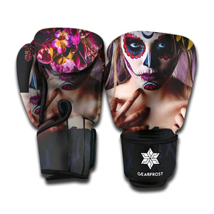 Calavera Girl Day of The Dead Print Boxing Gloves