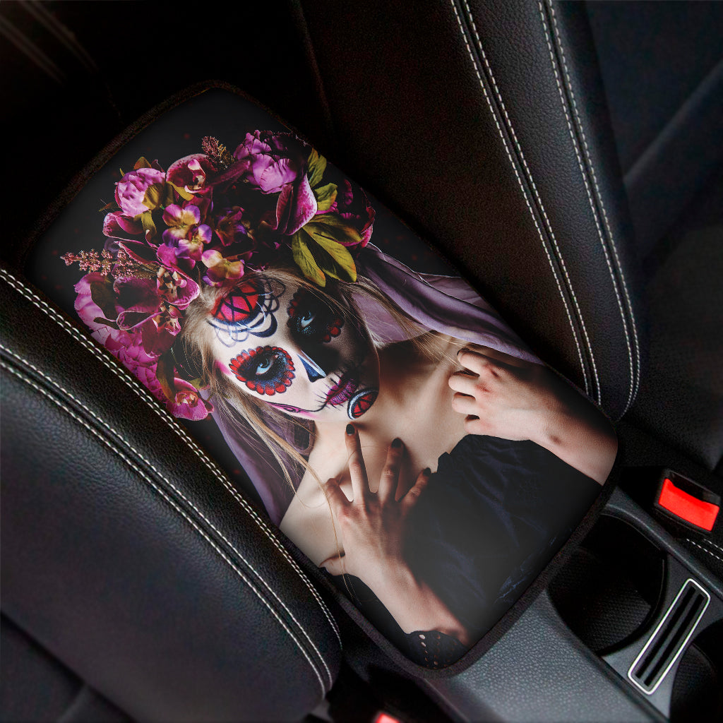 Calavera Girl Day of The Dead Print Car Center Console Cover