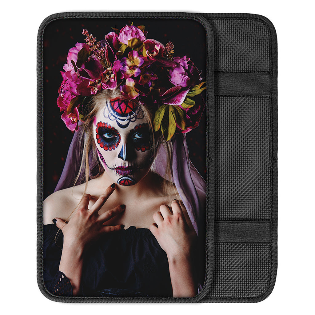 Calavera Girl Day of The Dead Print Car Center Console Cover