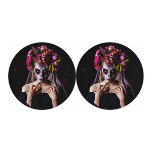 Calavera Girl Day of The Dead Print Car Coasters