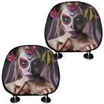 Calavera Girl Day of The Dead Print Car Headrest Covers
