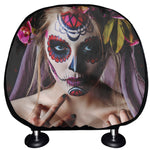Calavera Girl Day of The Dead Print Car Headrest Covers
