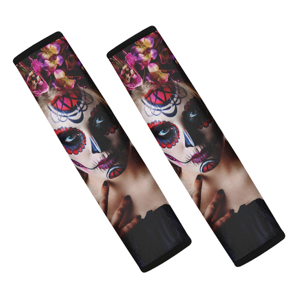 Calavera Girl Day of The Dead Print Car Seat Belt Covers