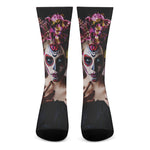 Calavera Girl Day of The Dead Print Crew Socks