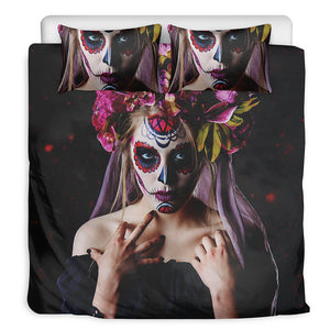 Calavera Girl Day of The Dead Print Duvet Cover Bedding Set