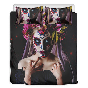 Calavera Girl Day of The Dead Print Duvet Cover Bedding Set