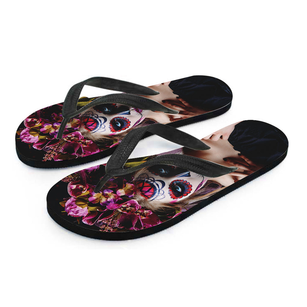 Calavera Girl Day of The Dead Print Flip Flops