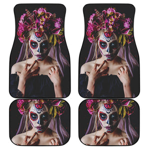 Calavera Girl Day of The Dead Print Front and Back Car Floor Mats