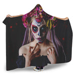 Calavera Girl Day of The Dead Print Hooded Blanket