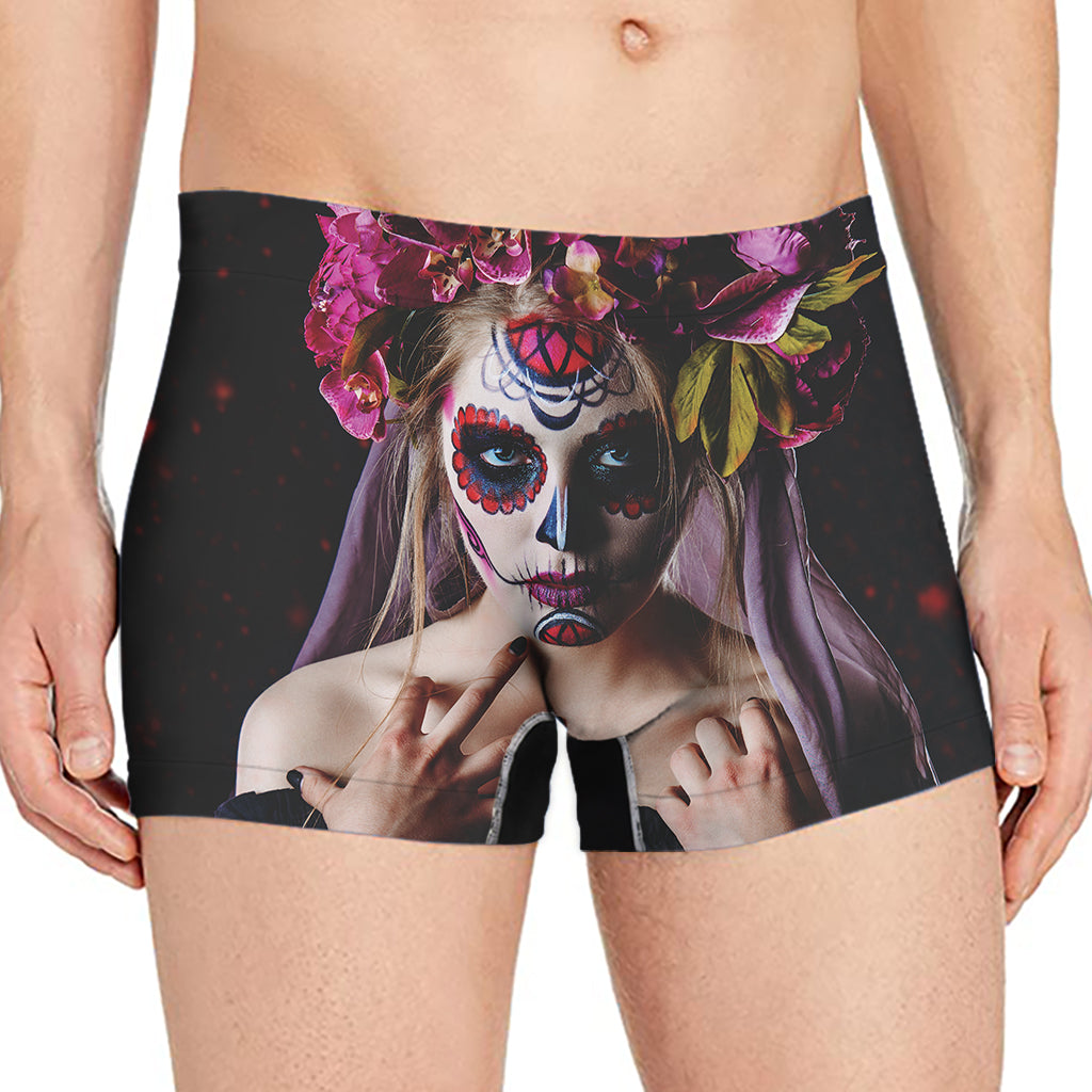 Calavera Girl Day of The Dead Print Men's Boxer Briefs