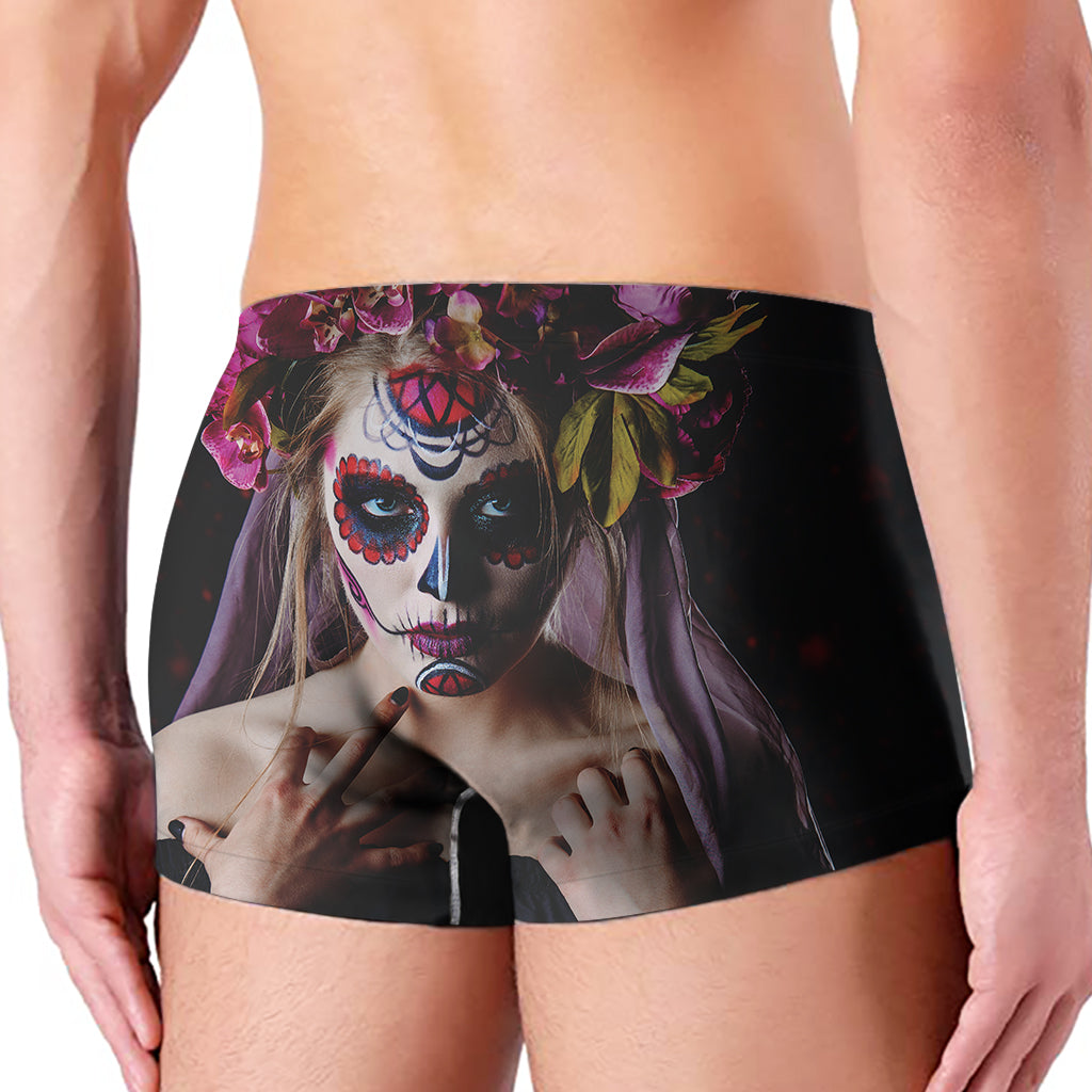 Calavera Girl Day of The Dead Print Men's Boxer Briefs
