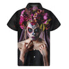 Calavera Girl Day of The Dead Print Men's Short Sleeve Shirt