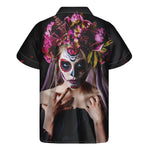 Calavera Girl Day of The Dead Print Men's Short Sleeve Shirt